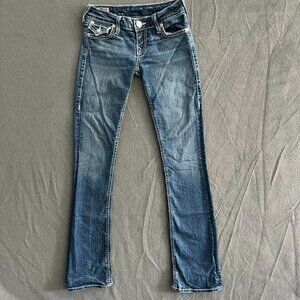 True Religion Becky Mid Rise Boot Cut Blue Denim Jeans Sz 24
